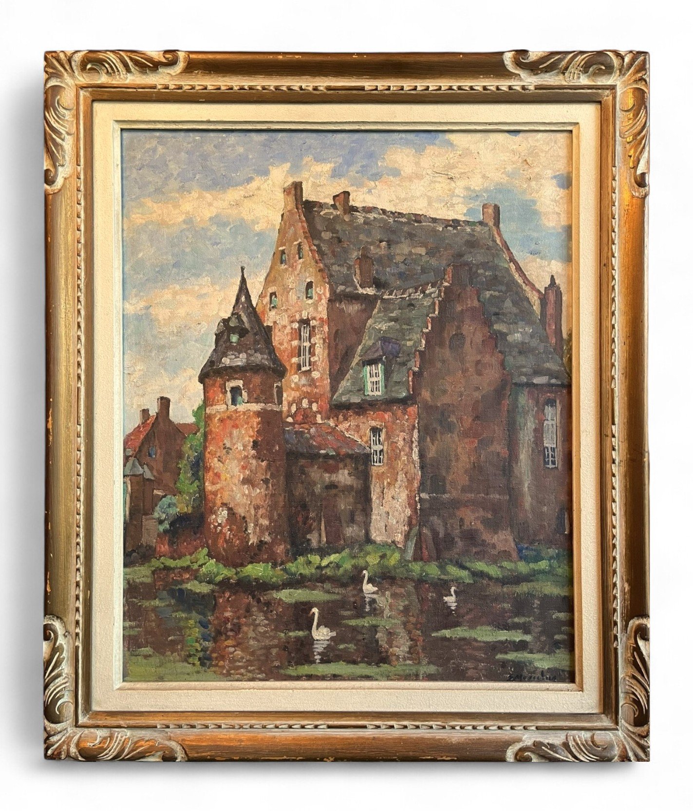 Medieval Castle with Moat and Swans